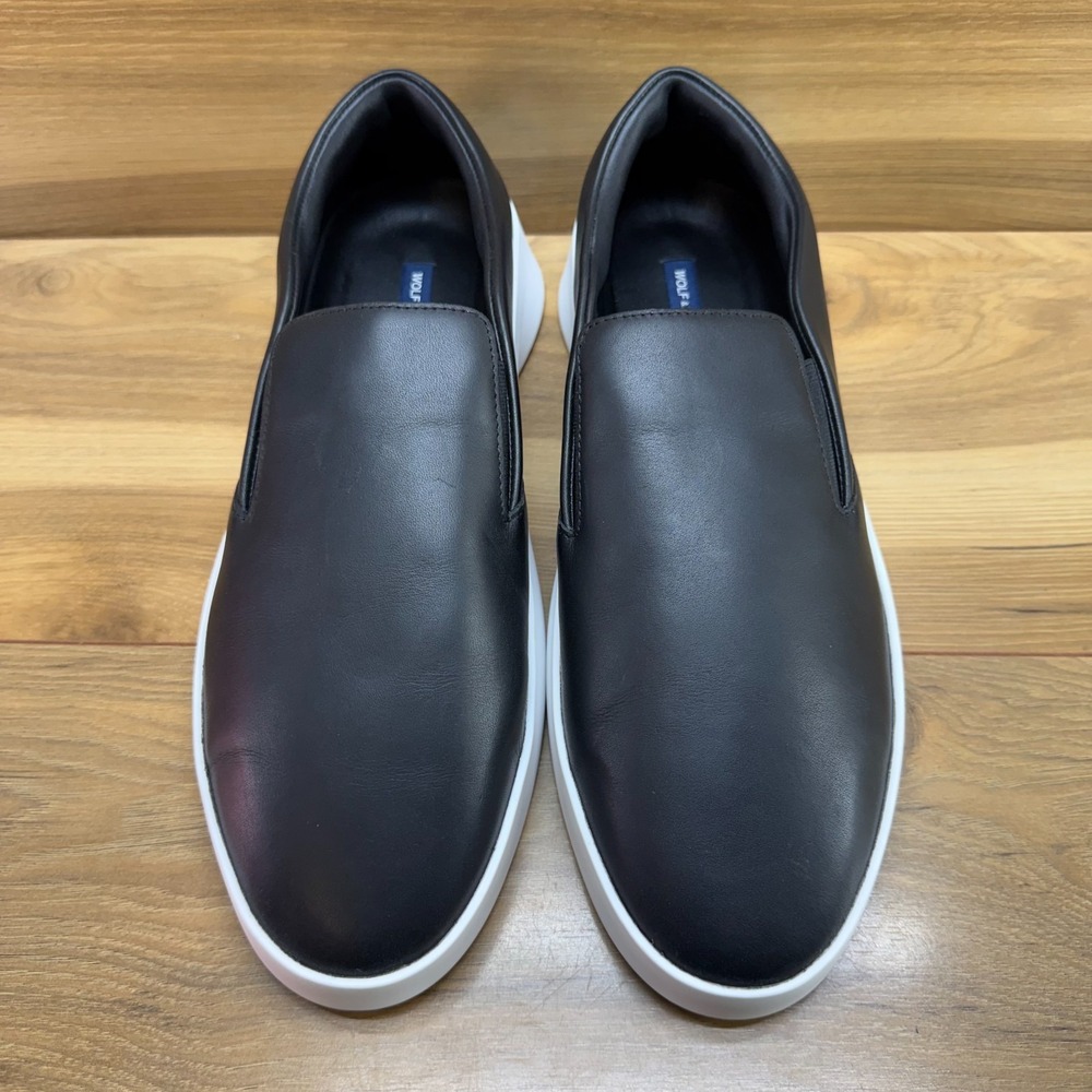 WOLF & SHEPHERD Cruise Slip On Sneaker Mens 12.5 Black Smooth Leather Casual